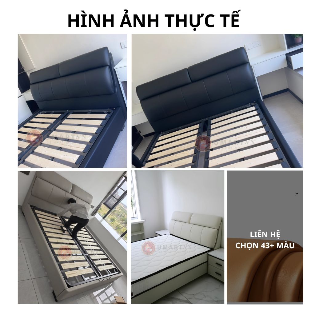 Giường bọc da cao cấp gn1661, phong cách hiện đại