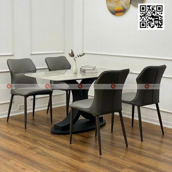 Bộ bàn ăn 4 ghế xám nhập khẩu