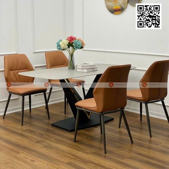 Bàn ăn 4 ghế mạ vàng chân venus 7