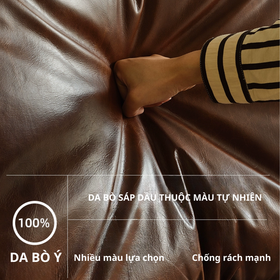 giường có gối đầu êm ái, chất lượng da nhập khẩu Italia